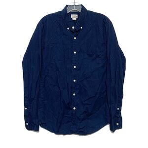 J Crew Casual Shirt Blue Polka Dot Button Down All Cotton Long Sleeve Mens M